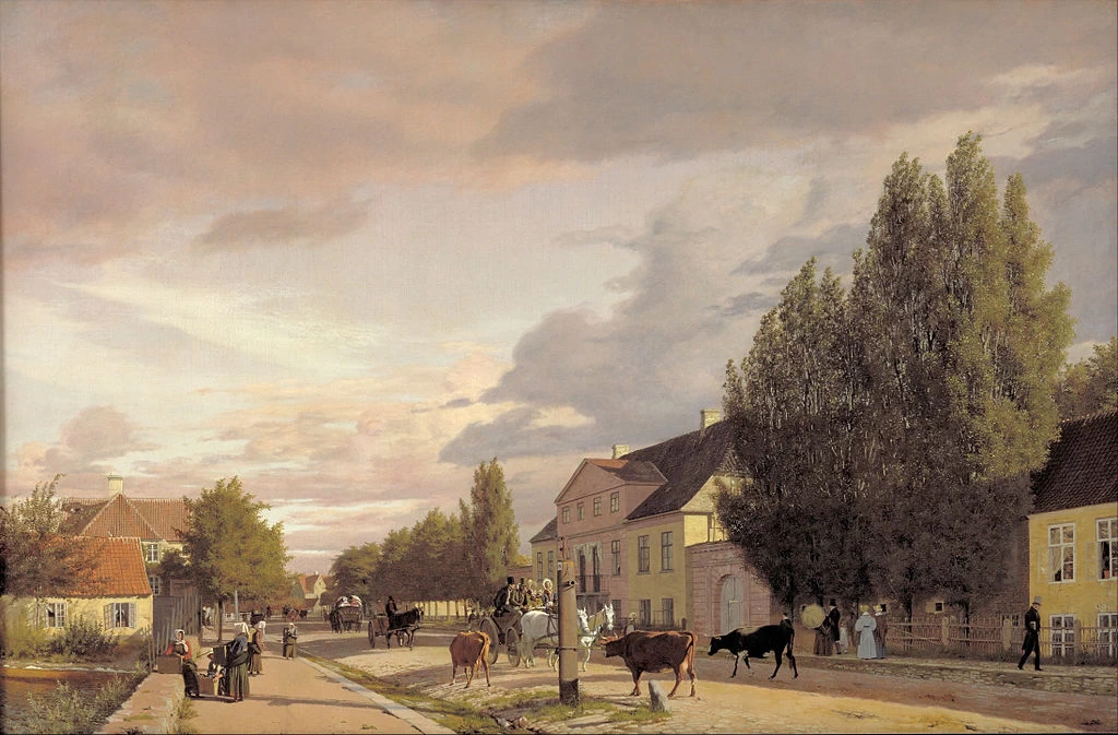 Christen Købke - Vista di una strada di Østerbro, fuori Copenaghen. Luce del mattino, Statens Museum for Kuns, Copenaghen